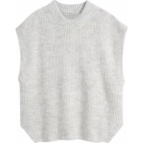 ZA Women 2021 Chic Fashion Cross Lace-up Knitted Vest Sweater Vintage O Neck Sleeveless Female Waistcoat Chic Tops