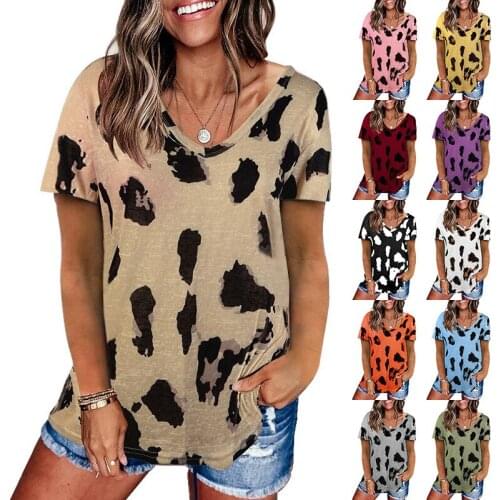 2021 Spring/summer New Hot Womens Leopard Print Loose Casual 2021 New Vintage Short Sleeve T-shirt Womens Top Plus Size S-3xl