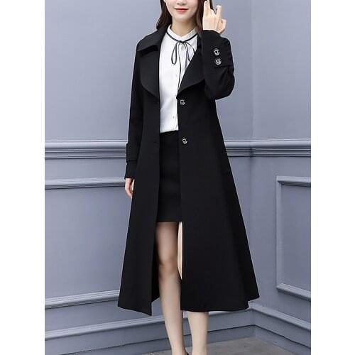 2019 Spring Large Size Women Long Section Coat Loose Long Sleeves Slim Slimming Womens Jacket Womens Windbreaker