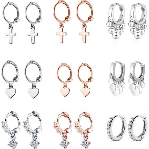 925 Sterling Silver Hanging Heart Star Stud Earring for Women Girl Wedding Jewelry pendientes plata de ley 925 mujer