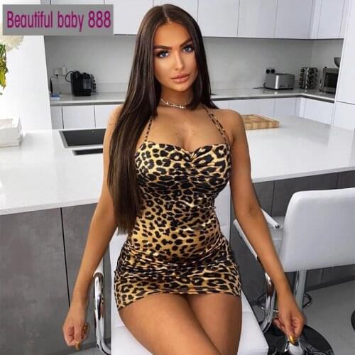 Meqeiss 2021 new fashion leopard print sleeveless backless sexy slip mini dress spring women arirval outfits streetwear