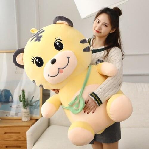 1pc 30-55CM Lovely Cartoon Tiger with Backpack Plush Toys Stuffed Animals Baby Doll Soft Nap Pillow Sofa Home Decor Cute Gifts