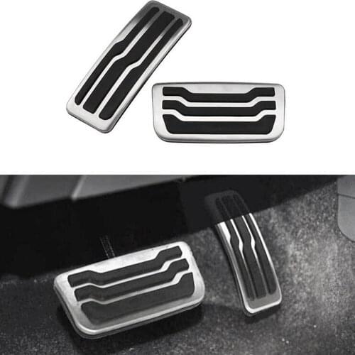 2Pcs Stainless Steel Rubber Anti Slip AT Accelerator Brake Pedals Cover Trim for Ford Everest Ranger Wildtrak 2016-2021 Styling