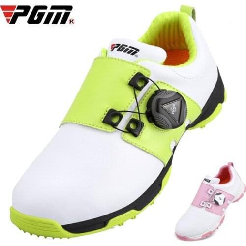 2020 Girls Golf Shoes Boys Waterproof Microfiber Breathable Sneakers Kids Children Rotating Shoeslace Non-slip Golf Shoes D0757