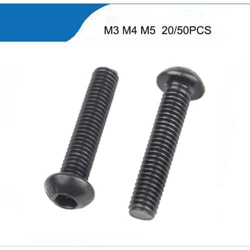 30/50PCS ISO7380 black button head screw M2 M2.5 M3 M4 M5 M6 M8 Hexagon Socket round head Screws Hex Socket Screw