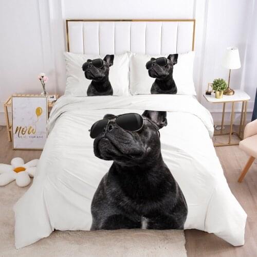 3D Pets Black Dog Duvet Cover Set Bedding Sets Comforther Cases Quilt Covers Pillow shams Full Twin Single Double Size Bed Linen