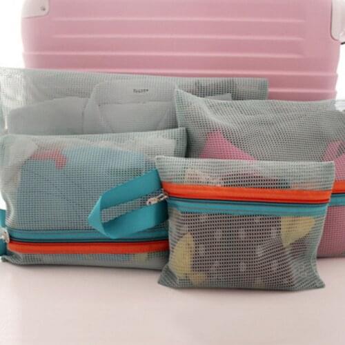 4pcs/Set Mesh Travel Bag Organizer Unisex Comestic bag organizer Zipper Bag Mesh Travel Pouch Clothes Storage Bag