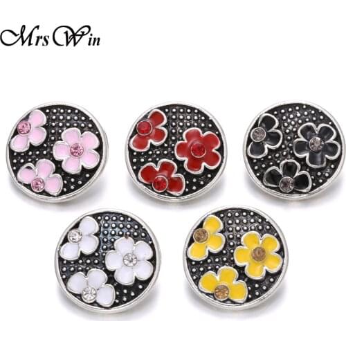 6pcs/lot New 18mm Snap Jewelry Floral Chrysanthemum Flower Snap Buttons Fit Snap Bracelet Bangles Women Jewelry