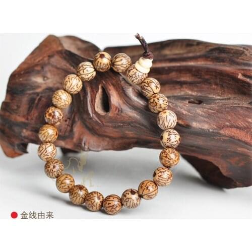8mm Gold Color Line Bodhi Seeds Tibetan Buddhism Bracelet