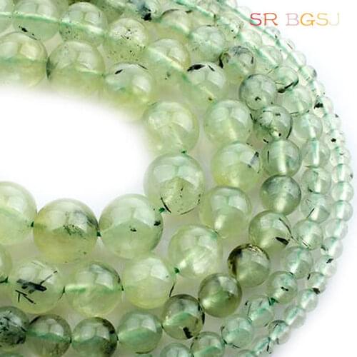 Free Ship 6mm 8mm 10mm 12mm Pick Size Round Green Stone Natural Gems Stone Loose Beads 15"