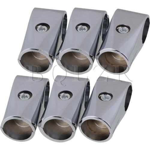 BQLZR 6pcs Aluminum Alloy Pipe Clamps Connector for 32mm ID Round Tube Silver
