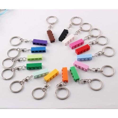 Colorful Brick Key Keyring Jewelry Stud Key Chain for Kid Child Chit Birthday Party Favors