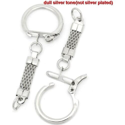 DoreenBeads Alloy Key Chains Key Rings Round Silver Color 6.2cm(2 4/8") x 23.0mm( 7/8"), 5 PCs 2015 new
