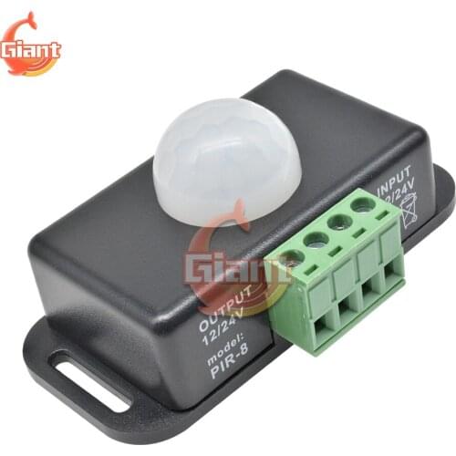 DC 12V-24V 8A Body Infared PIR Motion Sensor Switch Adjustable Human Motion Sensor Detector Switch for LED Light Strip Automatic