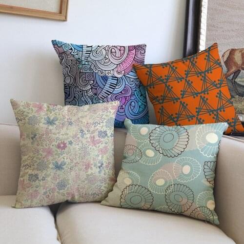 Mediterranean Bohemian Style Geometrics Sofa Throw Pillows Home Decoration Orange Purple Floral Pattern Design Cushion Covers