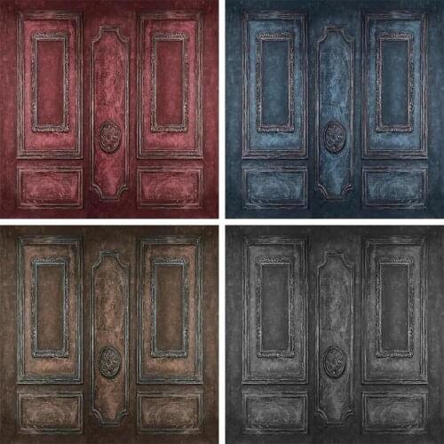 Avezano Photography Background Dark Blue Wood Door Frame Solid Color Wall Baby Portrait Wedding Backdrop Photo Studio Photocall