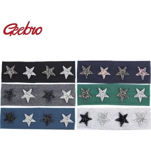 Geebro Kids Star Headbands 2019 Spring Cotton Flat Stretchy Headband for Girls DIY Hair Band with Applique Wholesale Price DQ704