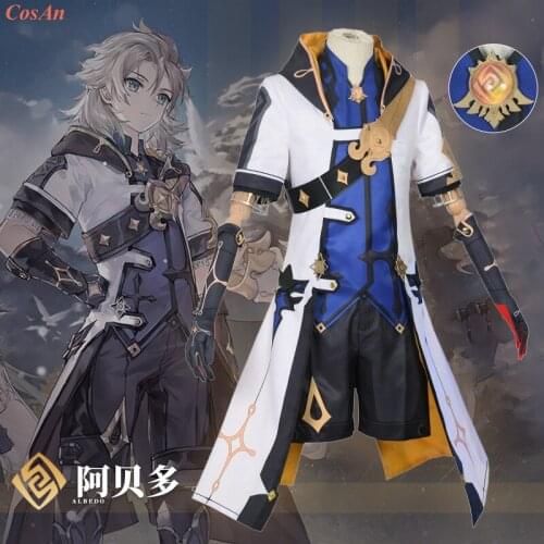 Hot Game Genshin Impact Albedo Cosplay Costume The High Quality Fashion Battle Uniform Male Halloween Party Role Play Clothing