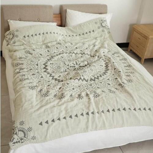 Bohemia style Cotton Reactive printed Blanket Bed Cover Sofa Travel Breathable Soft Throw Blanket air conditioning blanket
