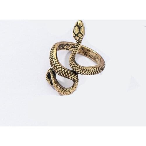 2021 Ins New Trendy Antique Gold Wrapped Cobra Snake Animal Insects Minimalism Finger Rings Korean Fashion Women Party Jewelry