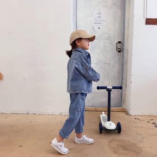 Children Clothing Sets 2019 Autumn Fashion Kids Jeans Suit Boys Girls Denim Blue Coat+Jeans Pants 2pc Toddler Clothes For 2-7Yrs