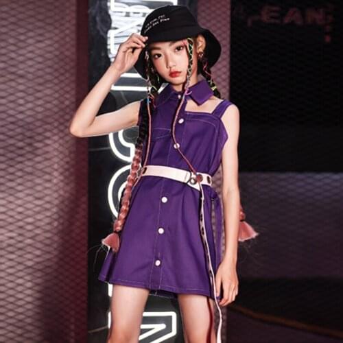 Summer Street Dance Clothing Set Jazz Hip Hop Dancing Clothes Girls Performance Stage Dress Catwalk Show Costume Suit VDB3629