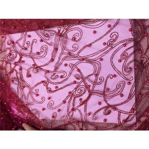 Nice looking Nigerian Lace Fabric JRB-81020 with beads Wedding African Lace Fabric with glitter sequins