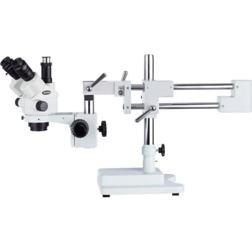 AmScope 7X-45X Simul-Focal Stereo Lockable Zoom Microscope on Dual Arm Boom Stand Mobile phone repair equipment