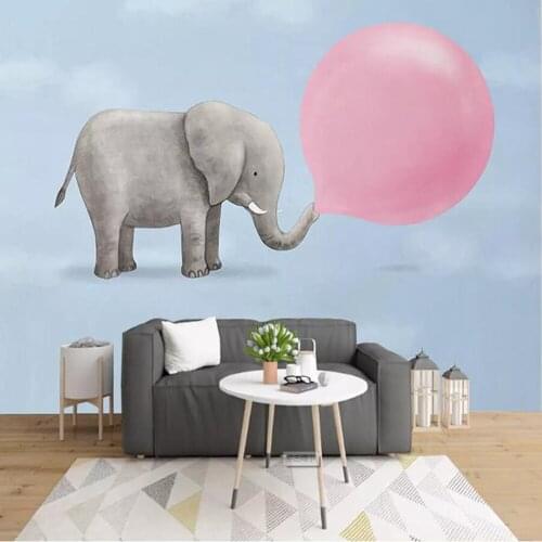 Milofi Custom 3D Wallpaper Mural Nordic Hand Painted Bubble Elephant Baby Dream Childrens Room Decoration Painting