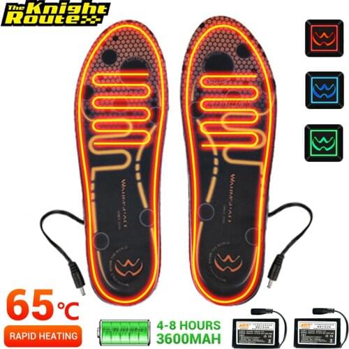 Motorcycle Shoes Heated Insoles Winter Thermal Moto Electric Heating Battery Powered Insoles Rechargeable Unisex Motorbike Boots