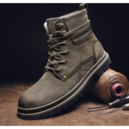 Leather Men Boots Winter Warm Men Shoes Snow Boots Handmade Winter Ankle Boots Fashion Sneakers Men Shoes