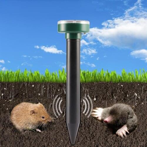 Solar Mouse Repeller Vibration Ultrasonic Farm Outdoor Electronic LED Snake Built in Battery IP64