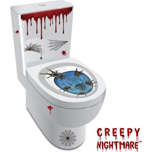 Halloween Wall Stickers Waterproof Decorative Toilet Horror Decals Self-adhesive Scary Wall Stickers DIY Home Decor