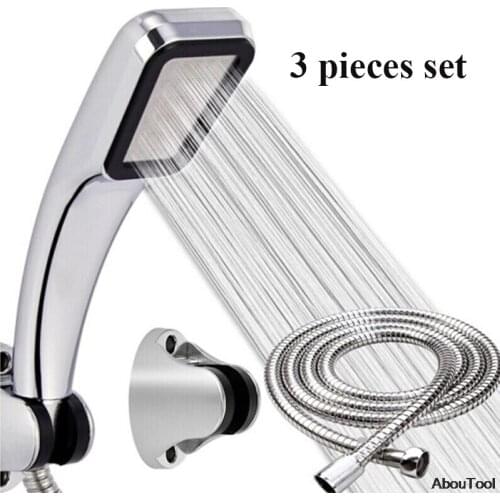 300 Holes Shower Head silver Pressure Rainfall Shower Heads Water Saving Filter Spray Nozzle High Pressure Batchroom Faucet kit
