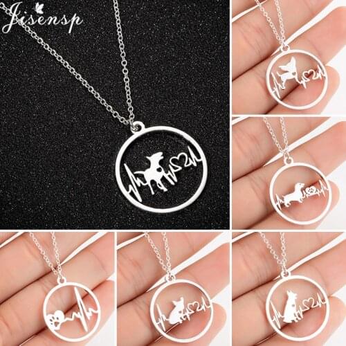 Lovely Stainless Steel Chihuahua Dog Pendant Necklace for Women Simple Animal Footprint Paw Necklaces Ketting Jewelry Collier