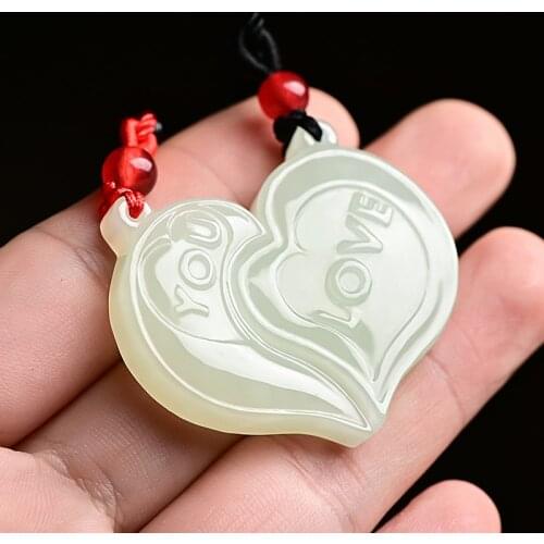 100% Real hetian white jade pendant necklace jade Hand-Carved love Pendants jade necklaces jade jewelry women men