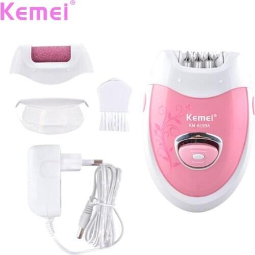 Kemei Rechargeable Electric Shave Ladys Epilator Grinding Feet Device Bikini Trimmer Professional Female Care
