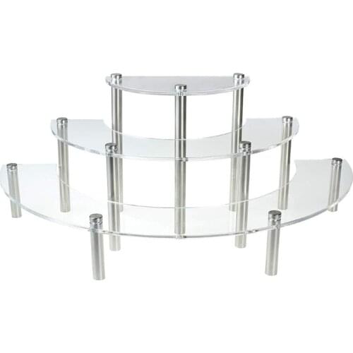 3 Layers Clear Acrylic Display Riser Holder Rack Dessert Cupcakes Cosmetic Stands Organizer Serving Platter Decoration