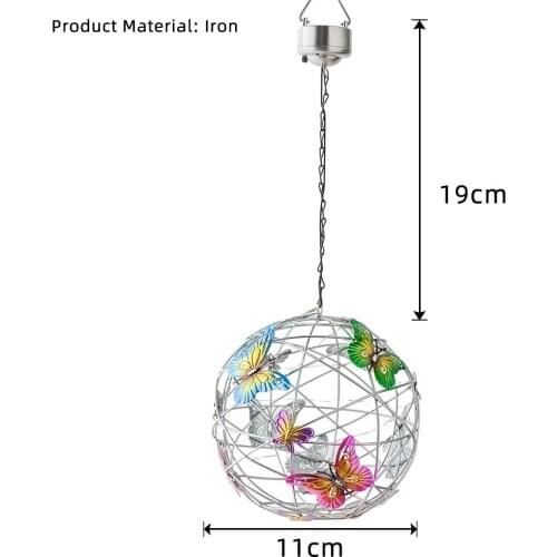Wind Weather Solar Butterfly Lighted Pendant Hanging Mesh Orb With Colorful Butterfly Hanging Tennis Ball Garden Decoration