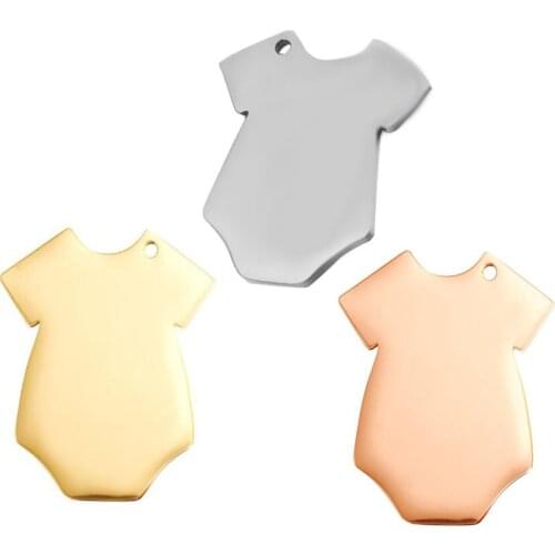 Dropship 10pcs Mirror Polish Stainless Steel Clothes Shaped ID Blank Tags Charms KeyChain Pendant Charm for Jewelry Making