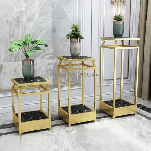 Featured living room flower stand decoration shelf light luxury marble wrought iron floor-standing simple indoor multi-layer flo