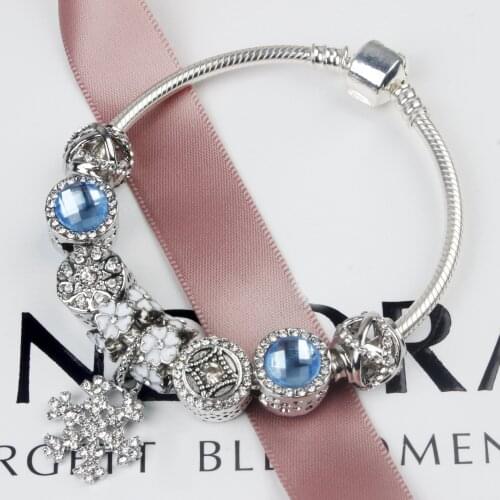 Christmas Snowflake Charm Bracelet DIY Beads Bracelet for Women Jewelry Gift