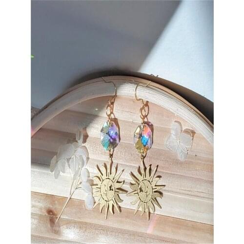 Sun Spirit Suncatcher Earrings | Color Therapy Glass Jewelry | Crystal Suncatcher Earrings | Gold Sun Earrings | Sun Crystal Dan