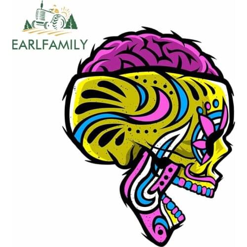 EARLFAMILY 13cm x 10.3cm for Sugar Crazy Skull Vinyl Car Stickers Motorcycle Air Conditioner Waterproof JDM Decal for VAN SUV