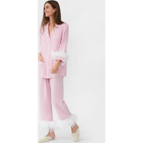 Women Sexy Lady Pink Feather Sleepwear Wedding Outfit Garment Bridal Bathrobe Sheer Nightgown Custom Made Robe
