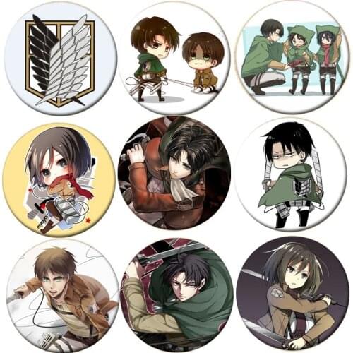 1pcs Hot Anime Attack on Titan Cosplay Badge Cartoon Eren Brooch Pins Collection bags Badges for Backpacks Button Clothes