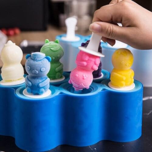 1PC Creative Food Grade Silicone Ice Cream Mold Ugly Fish Stick Ice Lolly Moulds DIY Popsicle Molds COLOR RANDOM