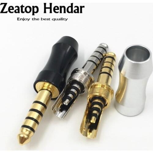 10Pcs Gold Plated / Rhodium Plated HiFi 4.4mm Earphone Plug 5 Pole Stereo Copper 4.4 Balance Audio Jack Headset Connector