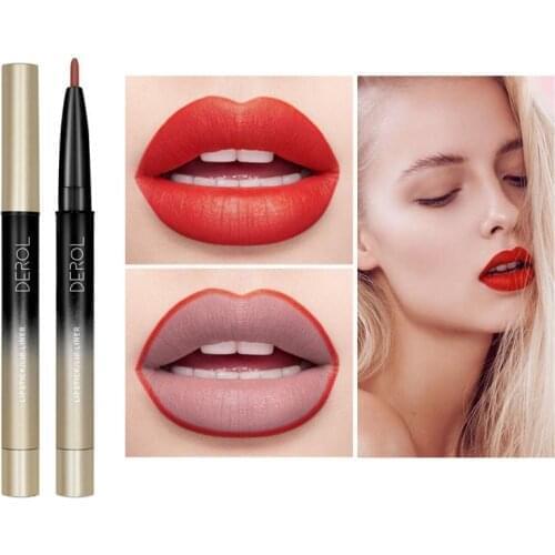 12 Color Creative Double Head Lipstick Lip Liner Velvet Matte Waterproof Long-lasting Not Greasy Lipstick Beauty Makeup TSLM1