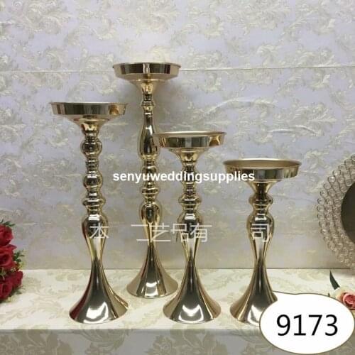 12pcs )Gold metal flower stand vase for wedding decoration table centerpiece senyu1540